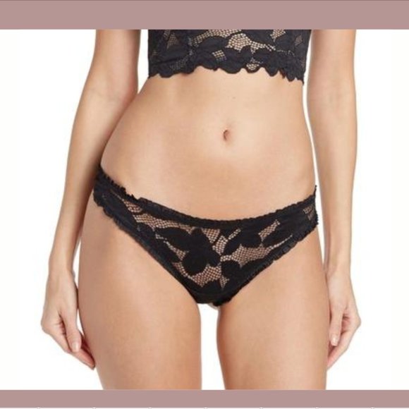 NEW RACHEL Rachel Roy [ Small ] Sheer &‎ Floral Lace Thong in Black #5276 - Picture 1 of 10